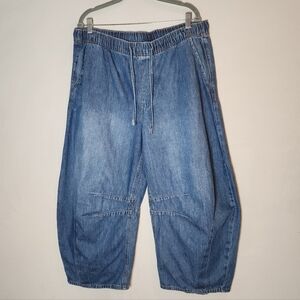 Old Navy LP Pullon Barrel Jeans Medium Wash Size Large Petite